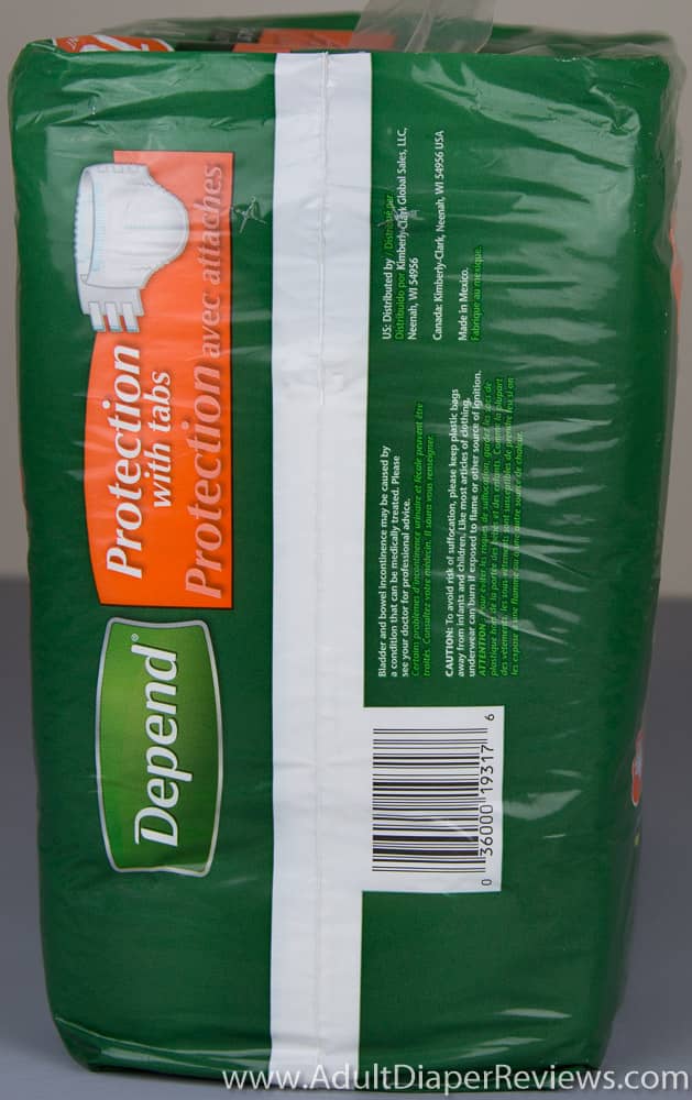 Left Side of Depend Large Package