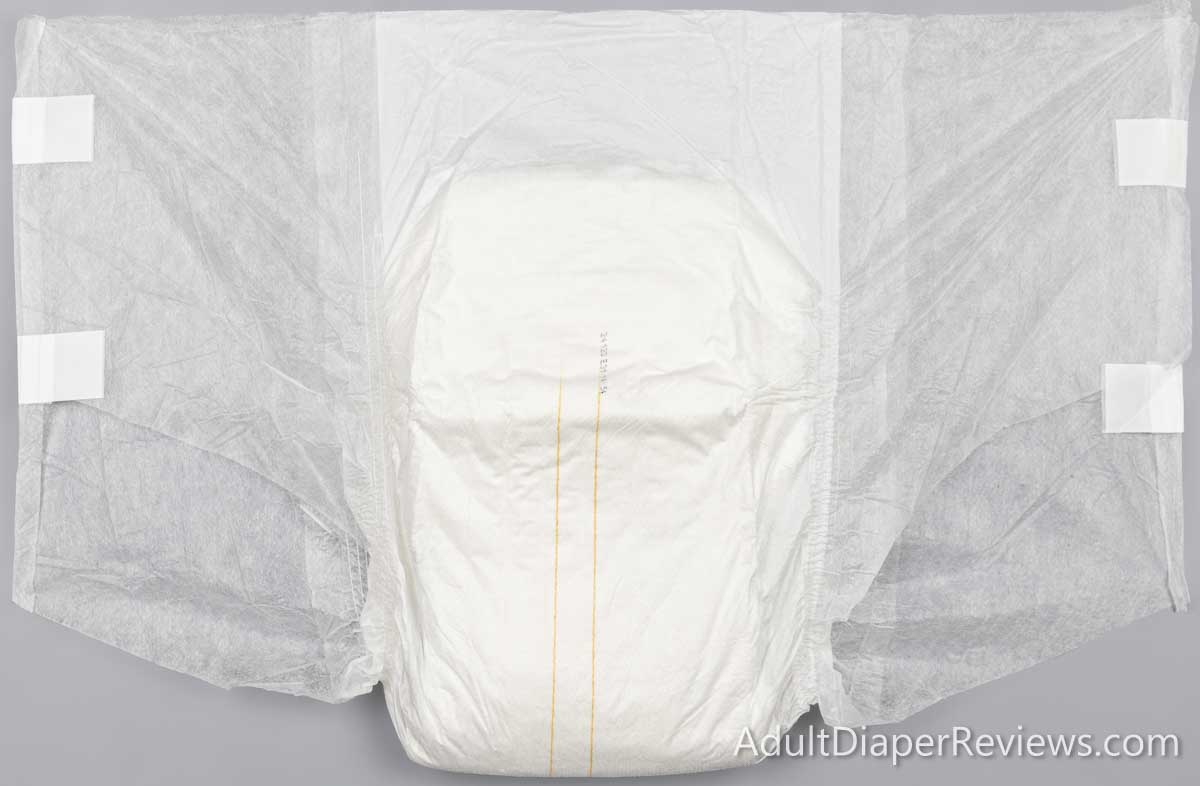 Life Brand Adult Briefs diaper opened up showing how it would look like if worn.